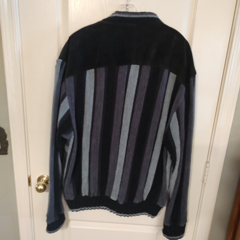 Saxony MENS Black Leather Sweatshirt Collection Size L - Picture 7 of 13